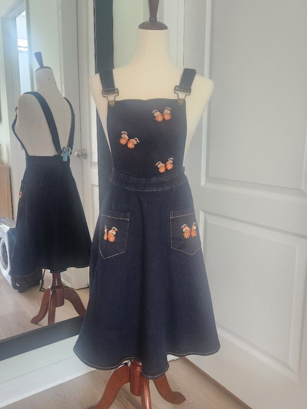 Voodoo Vixen Butterfly Denim Pinafore Size Small
